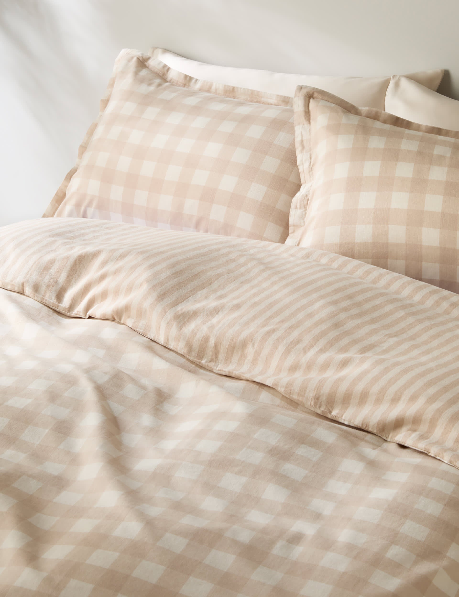 Gingham bedding set pure cotton reversible design (British brand)
