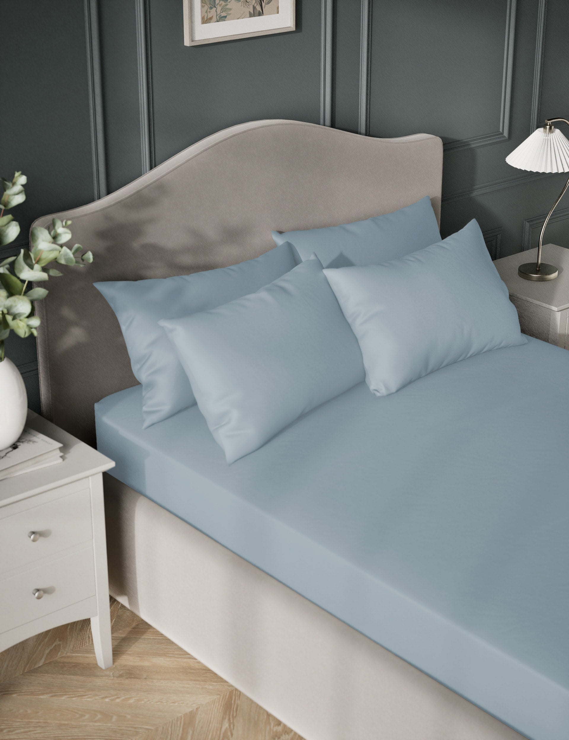 Egyptian cotton sateen deep fitted sheet 30cm deep - British product