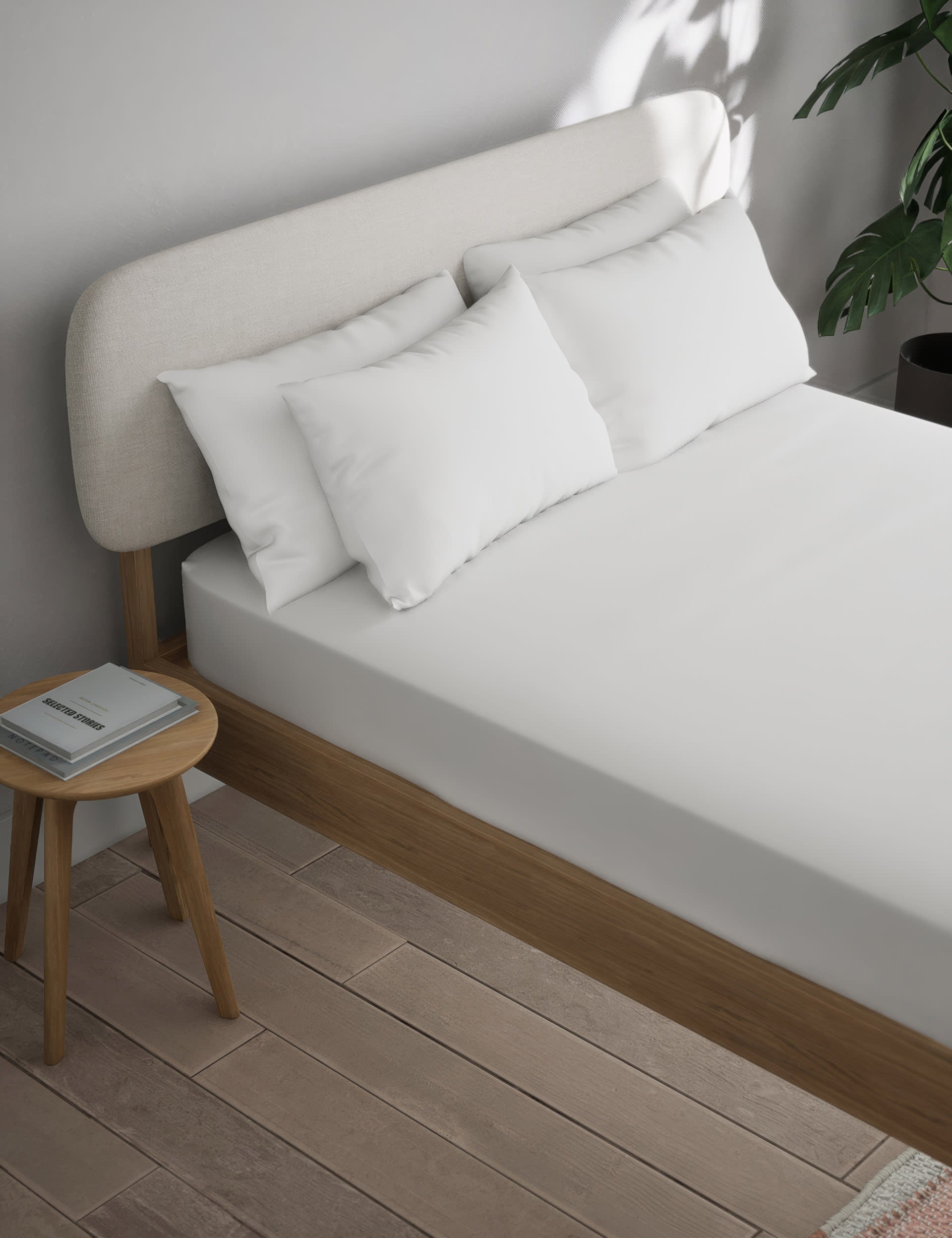 Cotton blend non-iron fitted sheet 25cm deep - British product