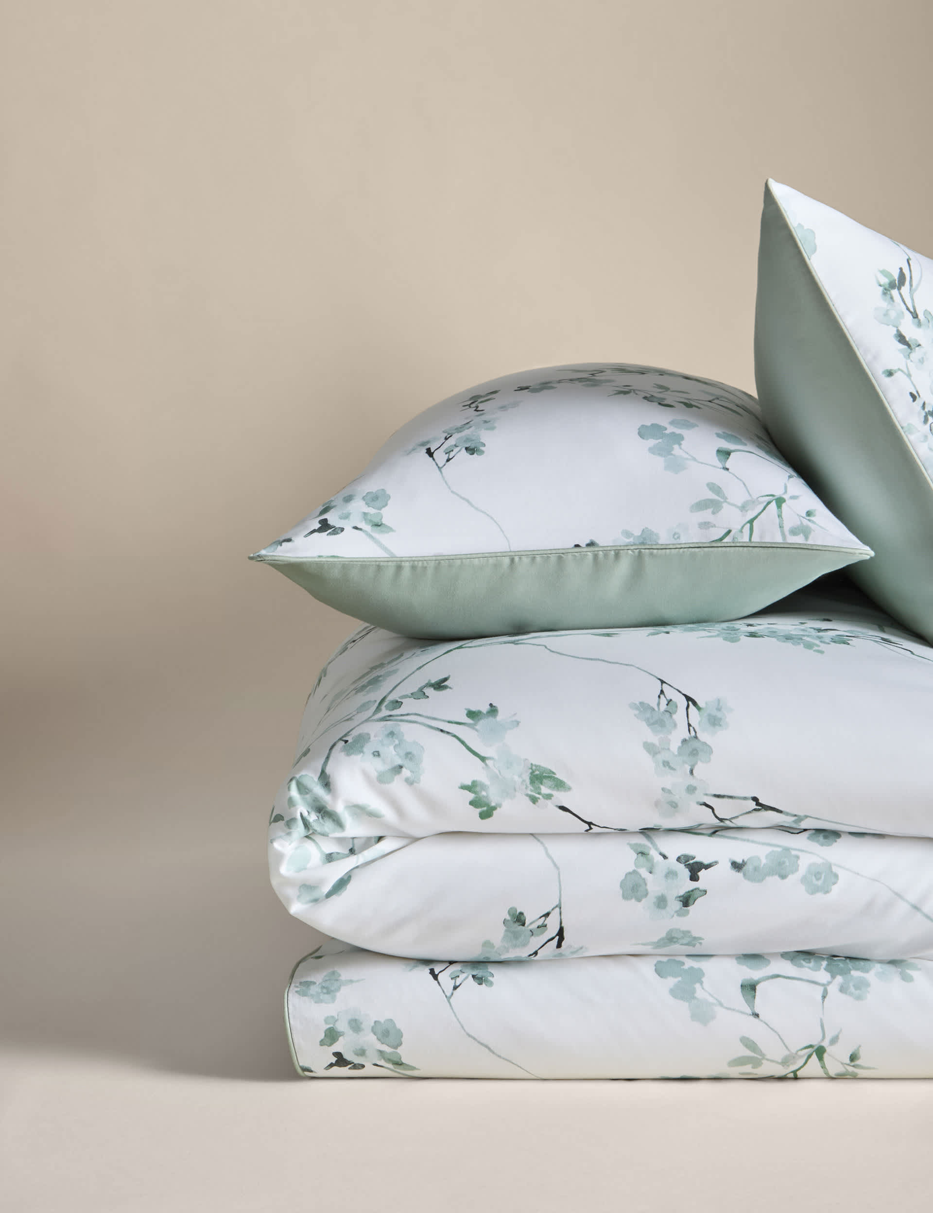 Pure cotton sateen cherry blossom bedding set, imported from the UK