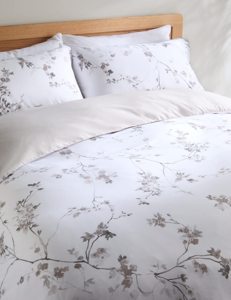 Pure cotton sateen cherry blossom bedding set, imported from the UK