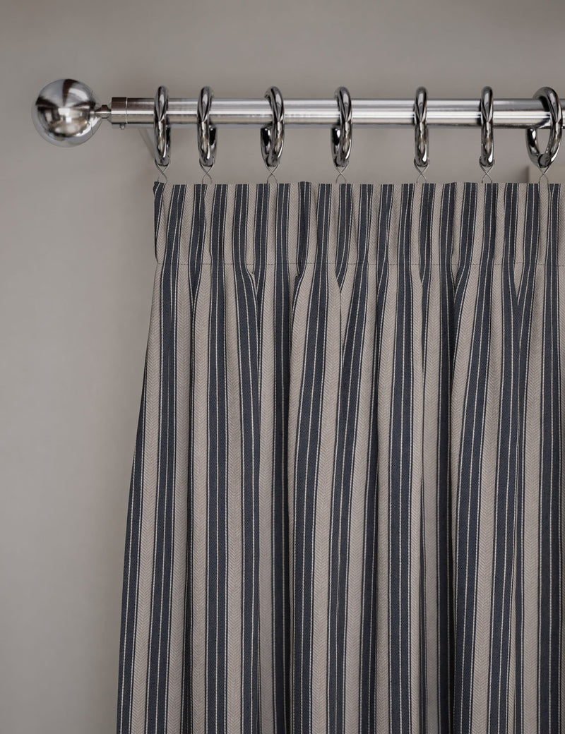 Cotton rich striped pencil pleat curtains - British product