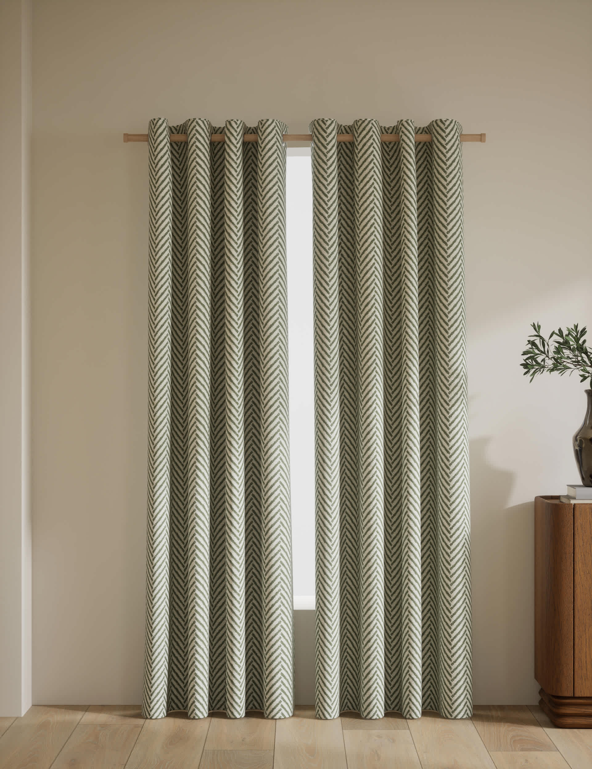 Textured Herringbone Eyelet Curtains