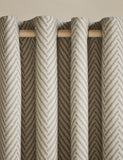 Textured herringbone eyelet curtains (British brand)