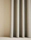 Textured herringbone eyelet curtains (British brand)