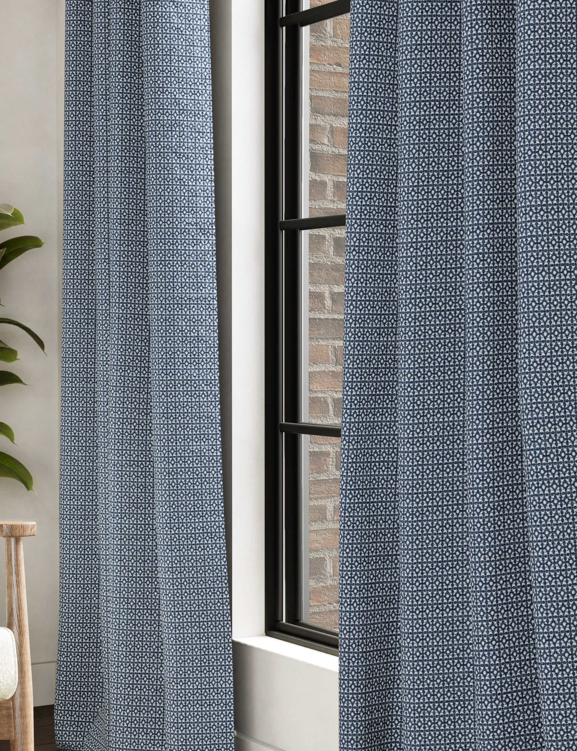 M&S Chenille Geometric Eyelet Curtains