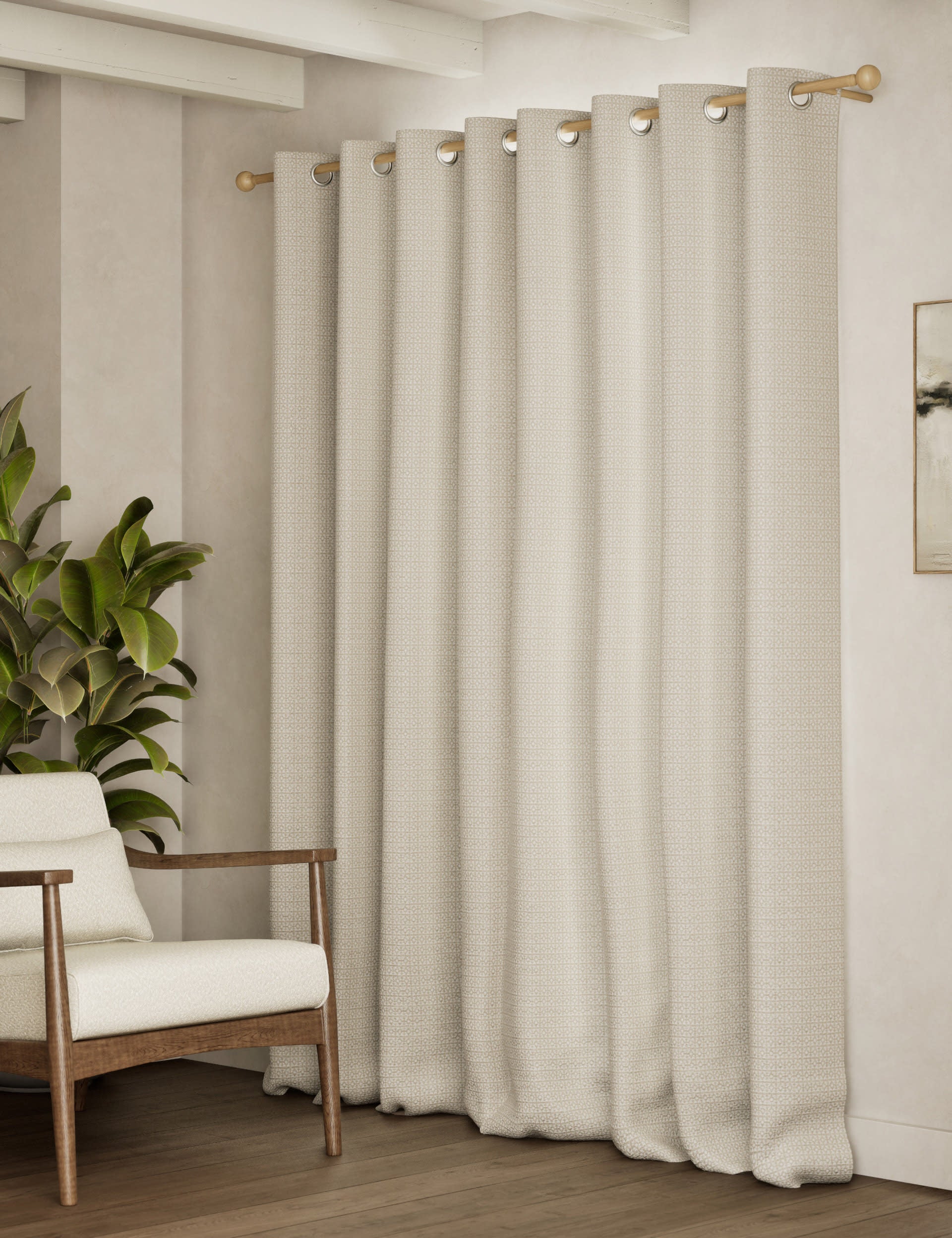 Chenille geometric eyelet curtains - British product