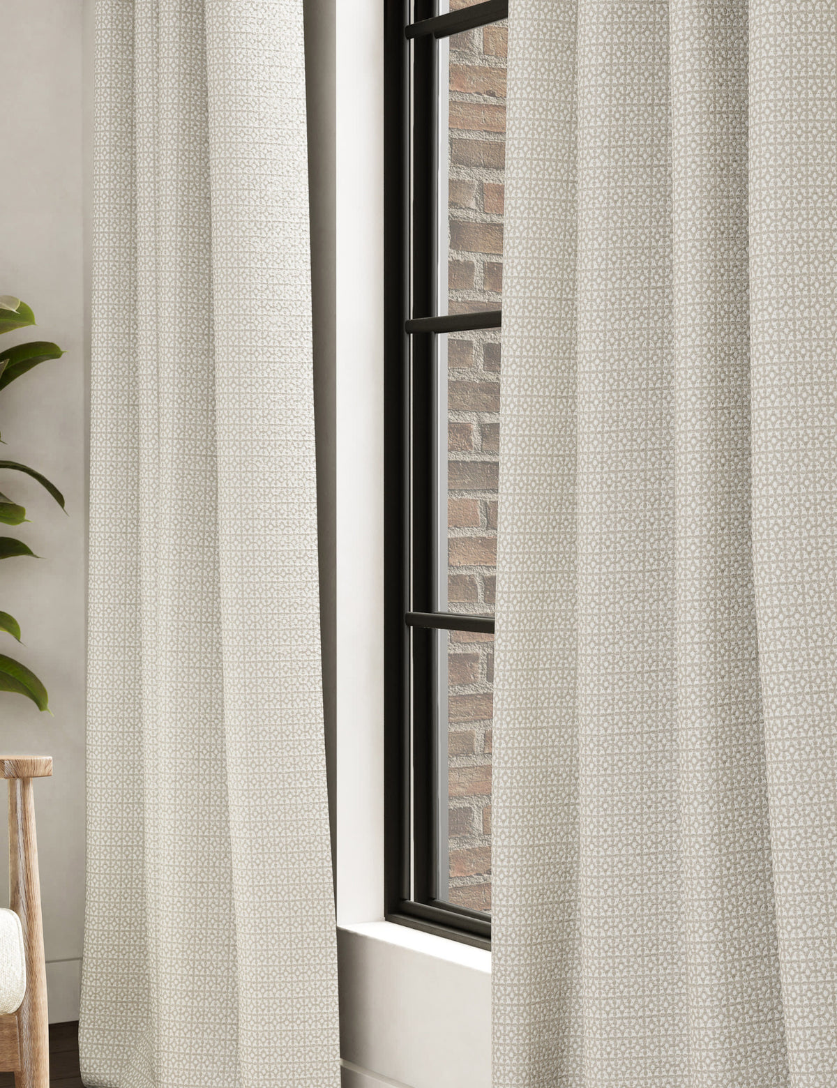 Chenille Geometric Eyelet Curtains