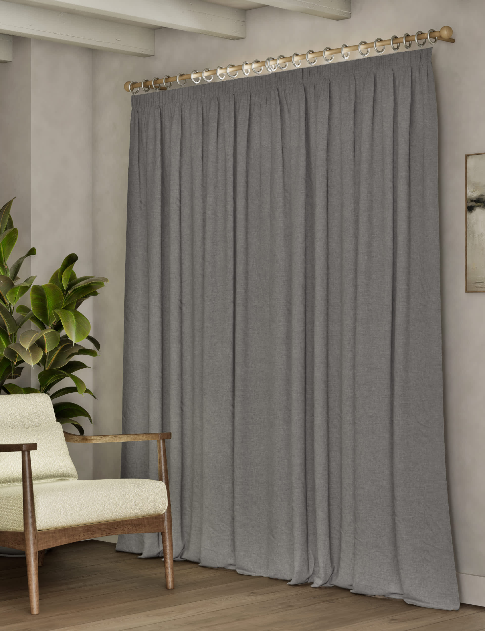Isabelle pencil pleat blackout curtains polyester - British product