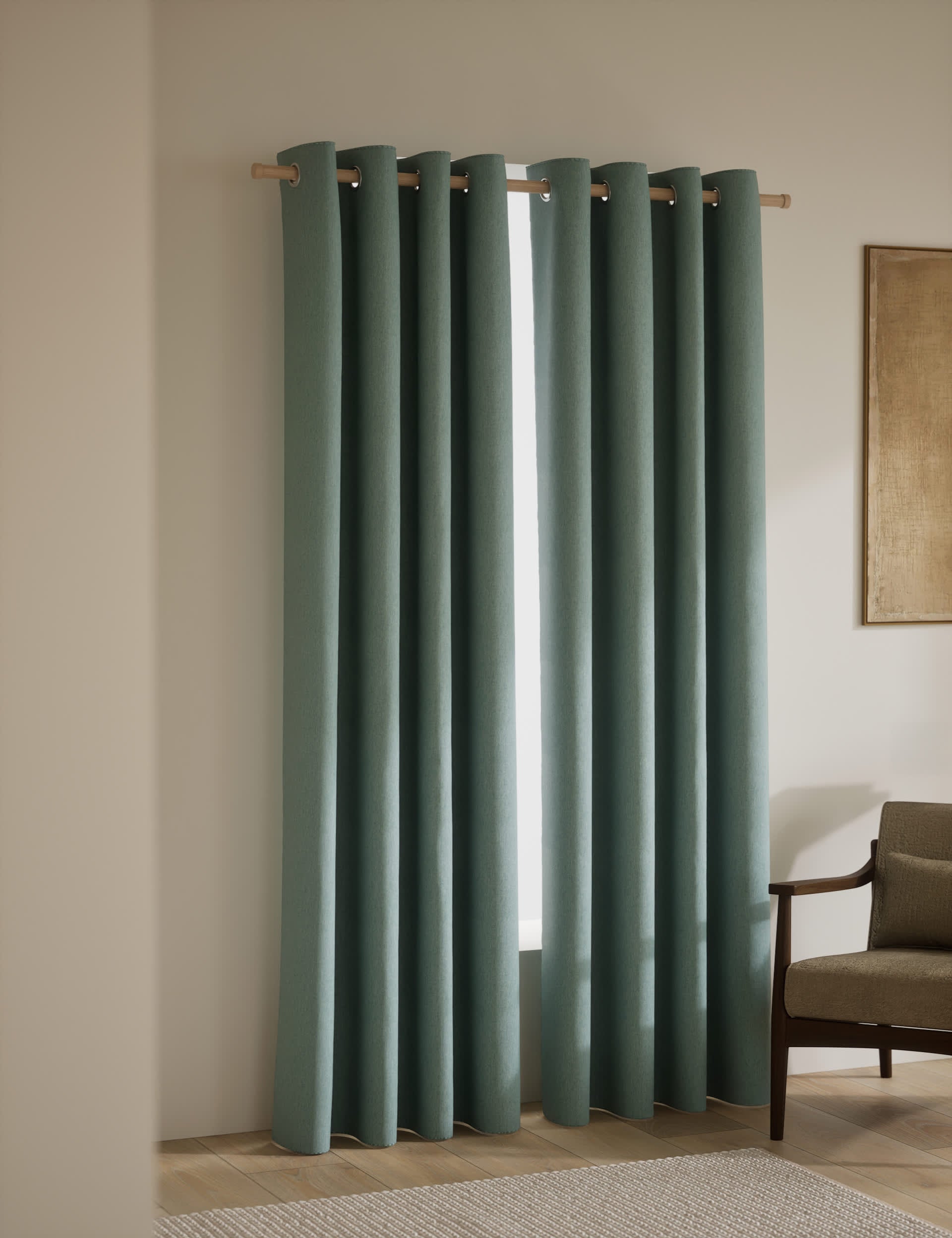 Brushed eyelet blackout thermal curtains (British brand)