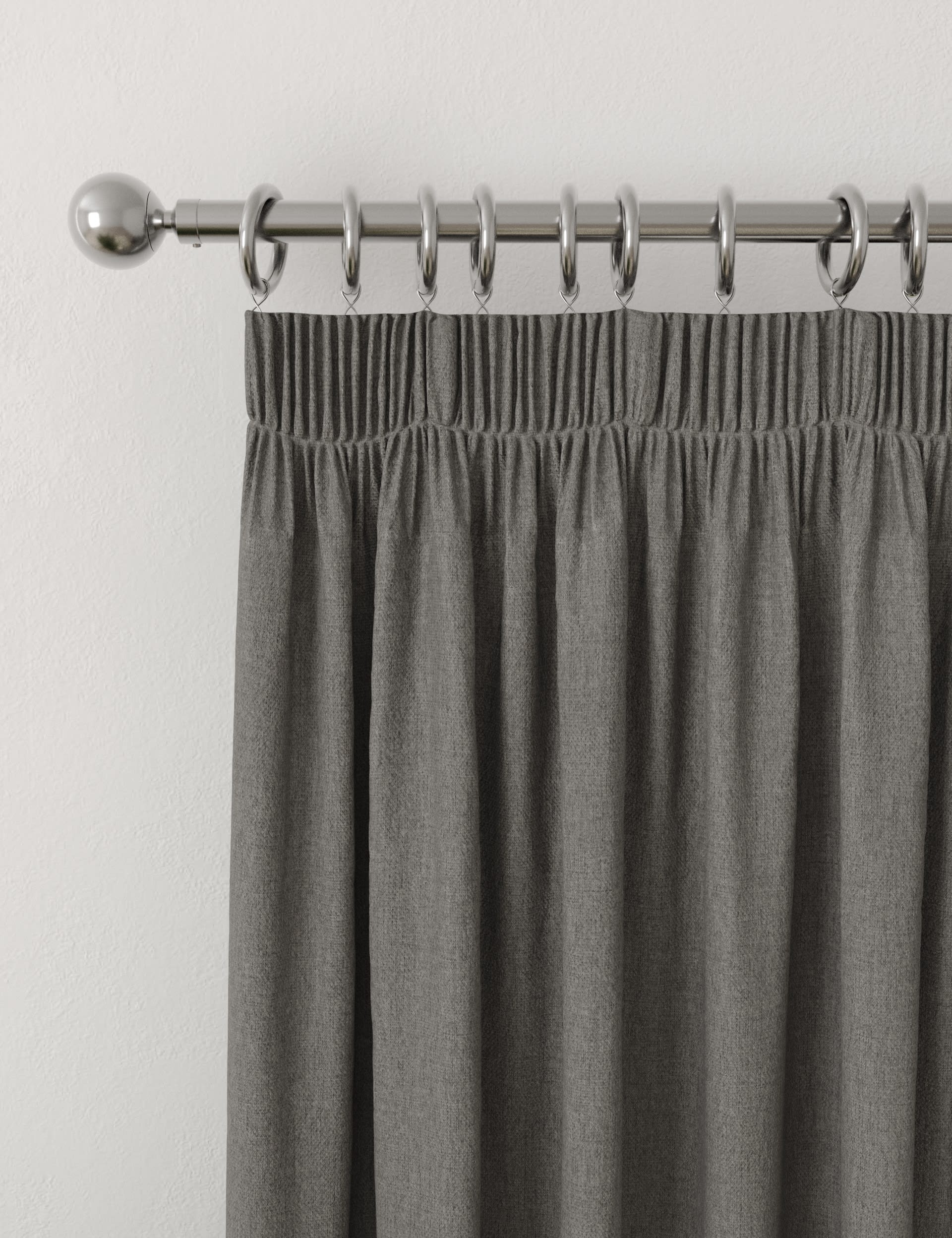 Brushed pencil pleat blackout thermal curtains (British brand)