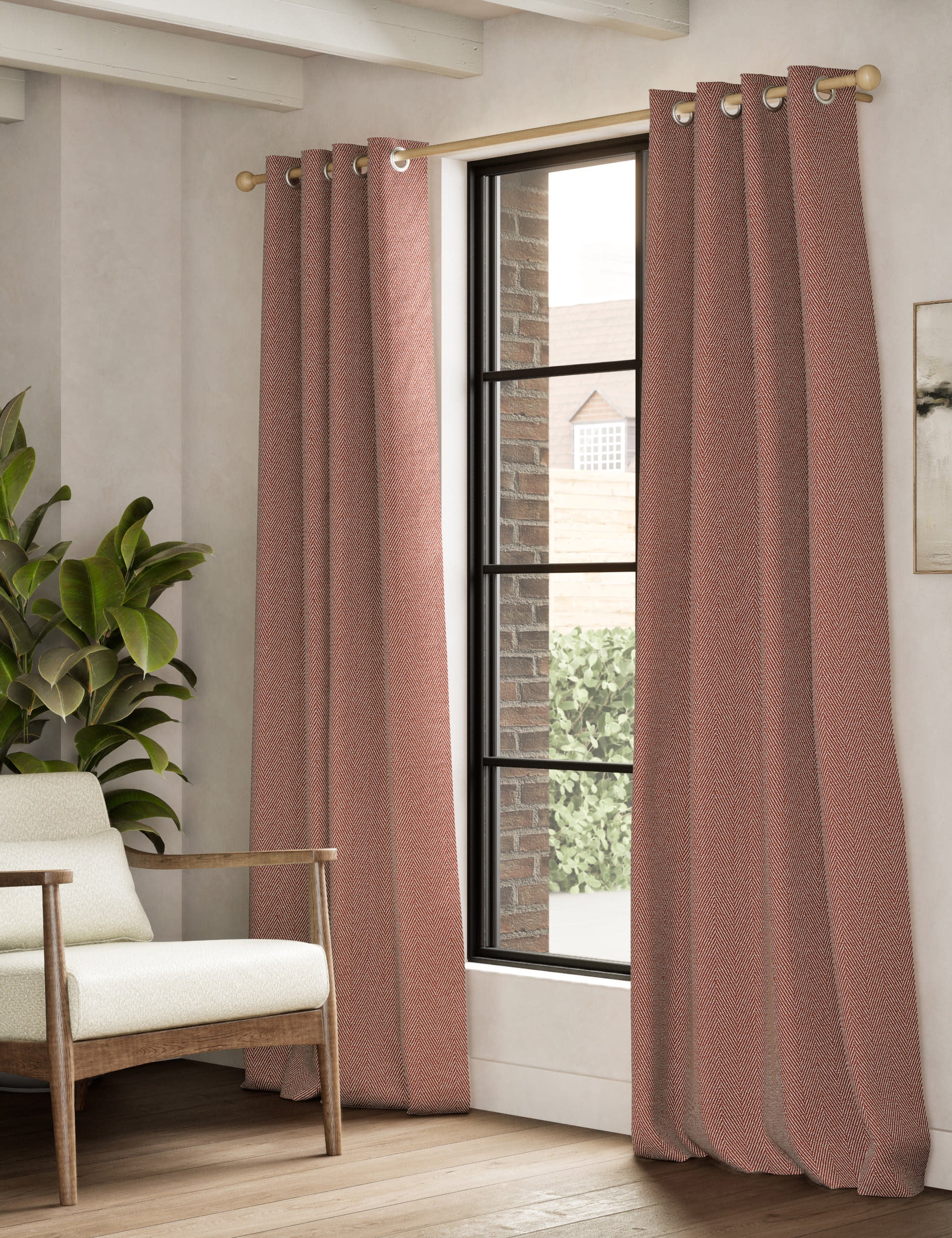 Herringbone eyelet curtains (British brand)