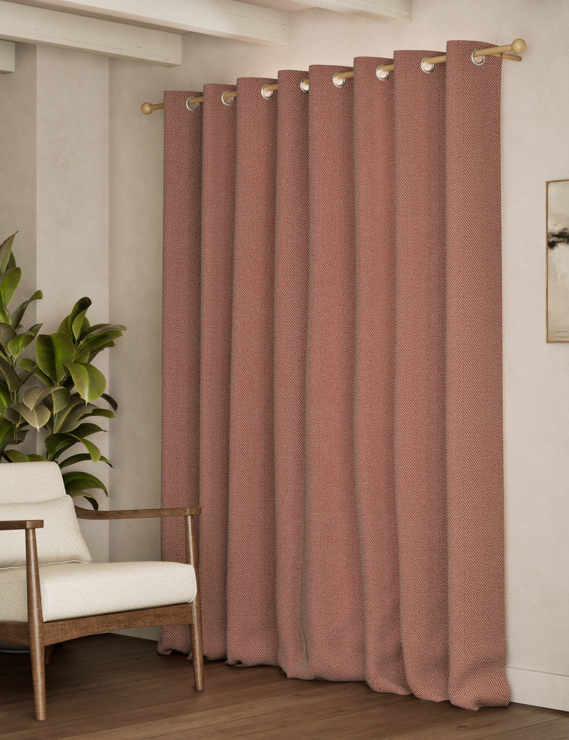 Herringbone eyelet curtains (British brand)
