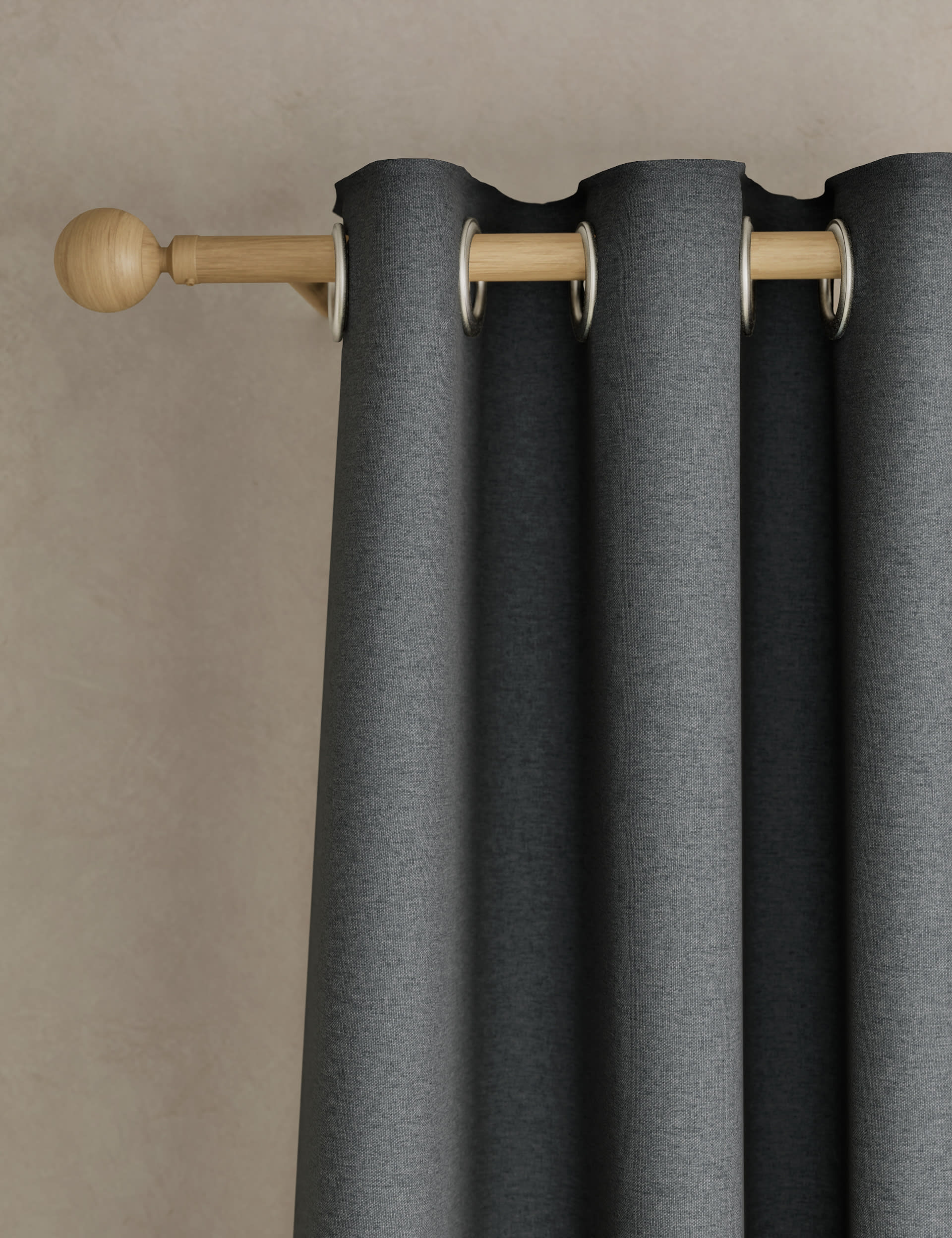 Brushed eyelet thermal blackout curtains with Thermowarmth lining (British brand)