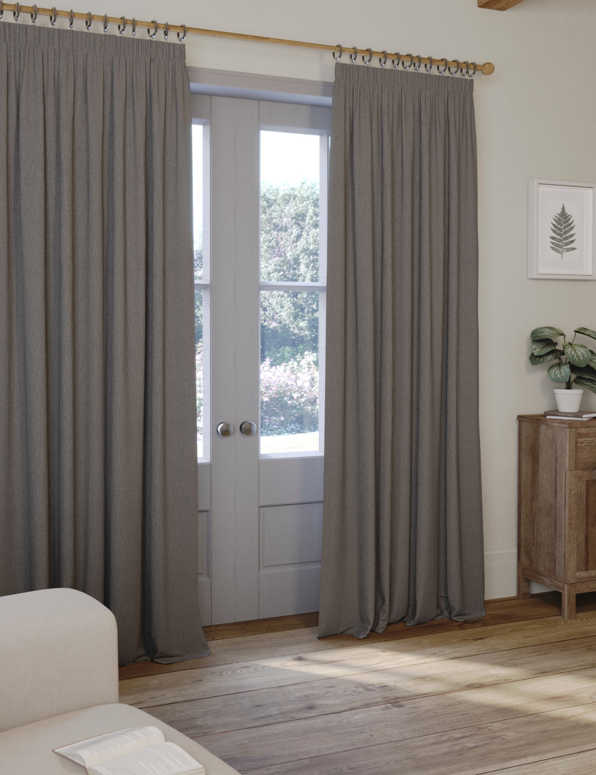 Brushed pencil pleat blackout thermal curtains - British product