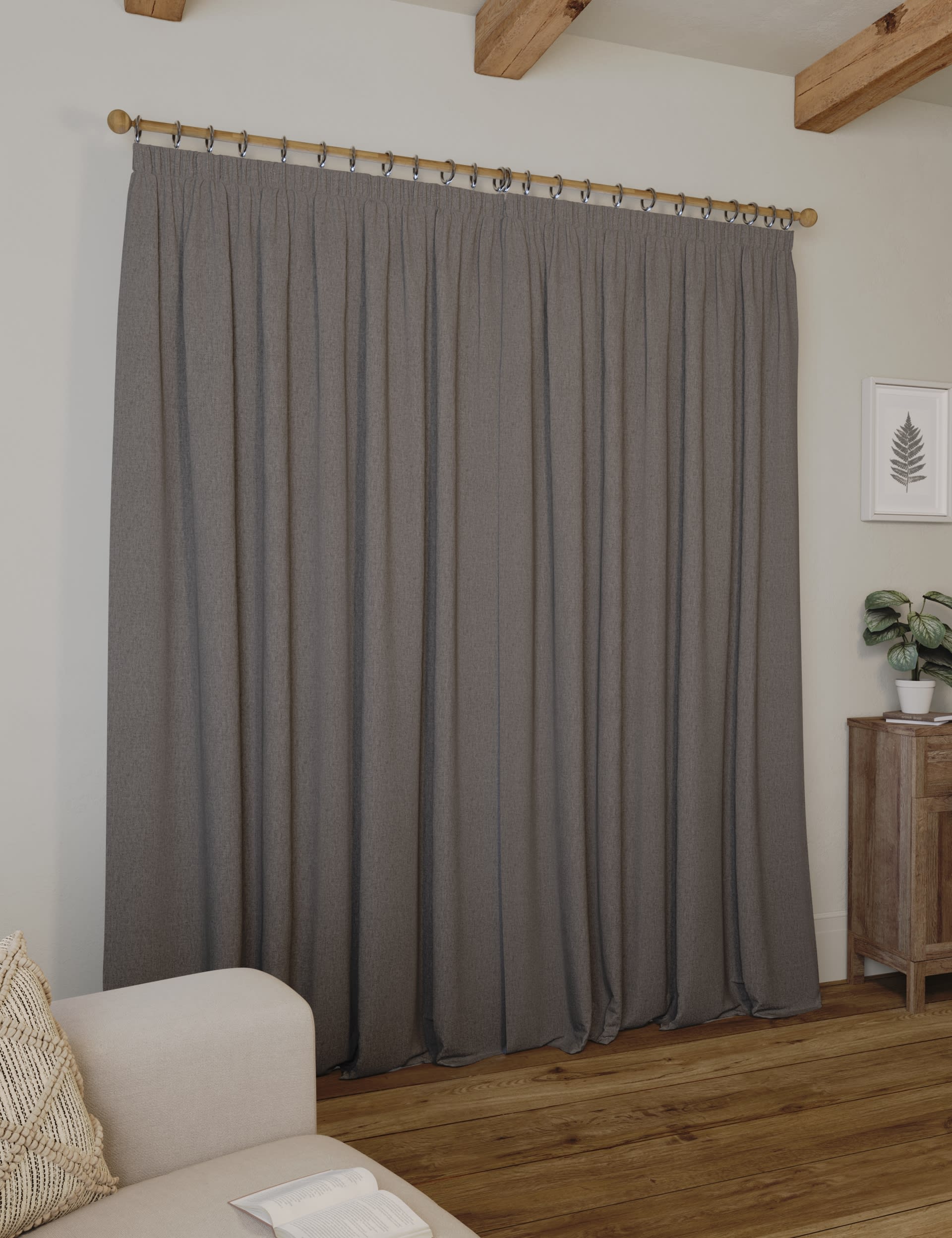 Brushed pencil pleat blackout thermal curtains - British product