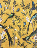 Velvet spring bird cushion 45cm square in polyester, UK version
