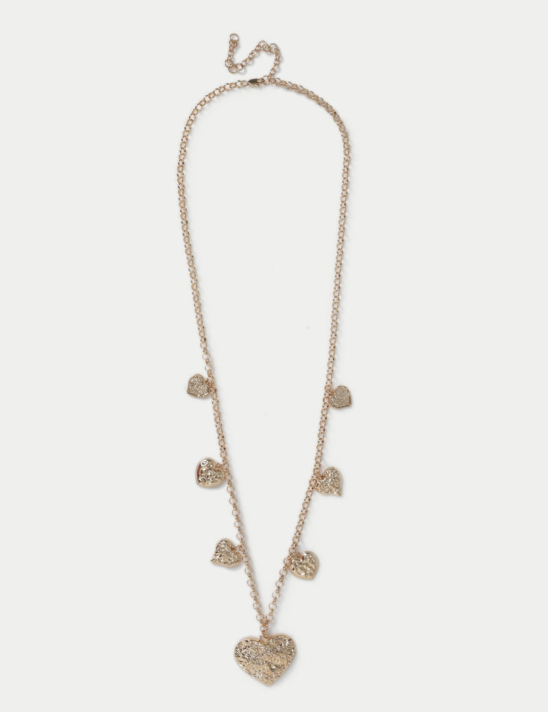 Per Una hammered heart long necklace, UK version