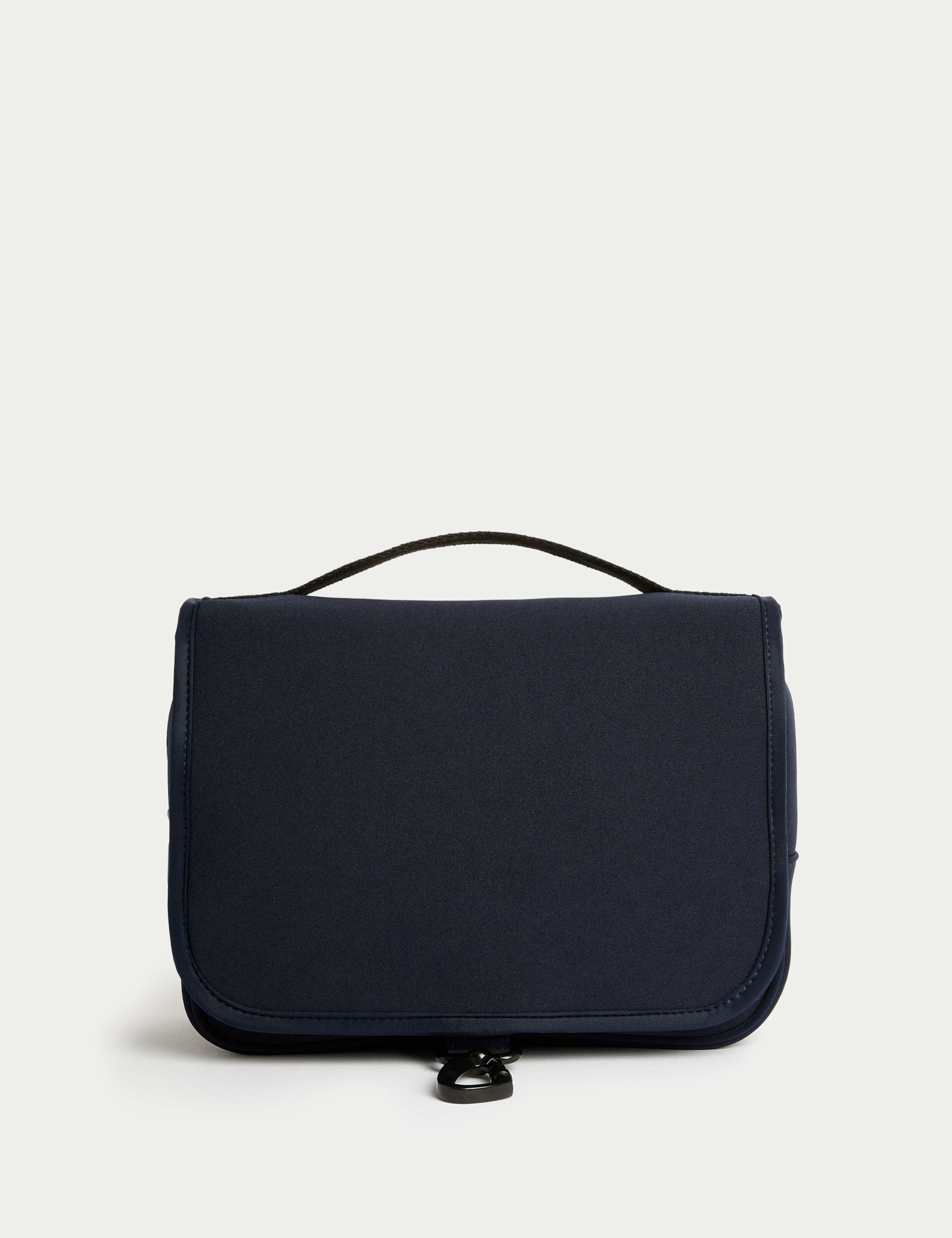 Hanging toiletry bag with mesh pockets and hook, imported from the UK