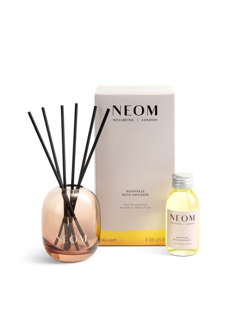 NEOM Happiness reed diffuser with neroli, mimosa, and lemon 100ml, UK version