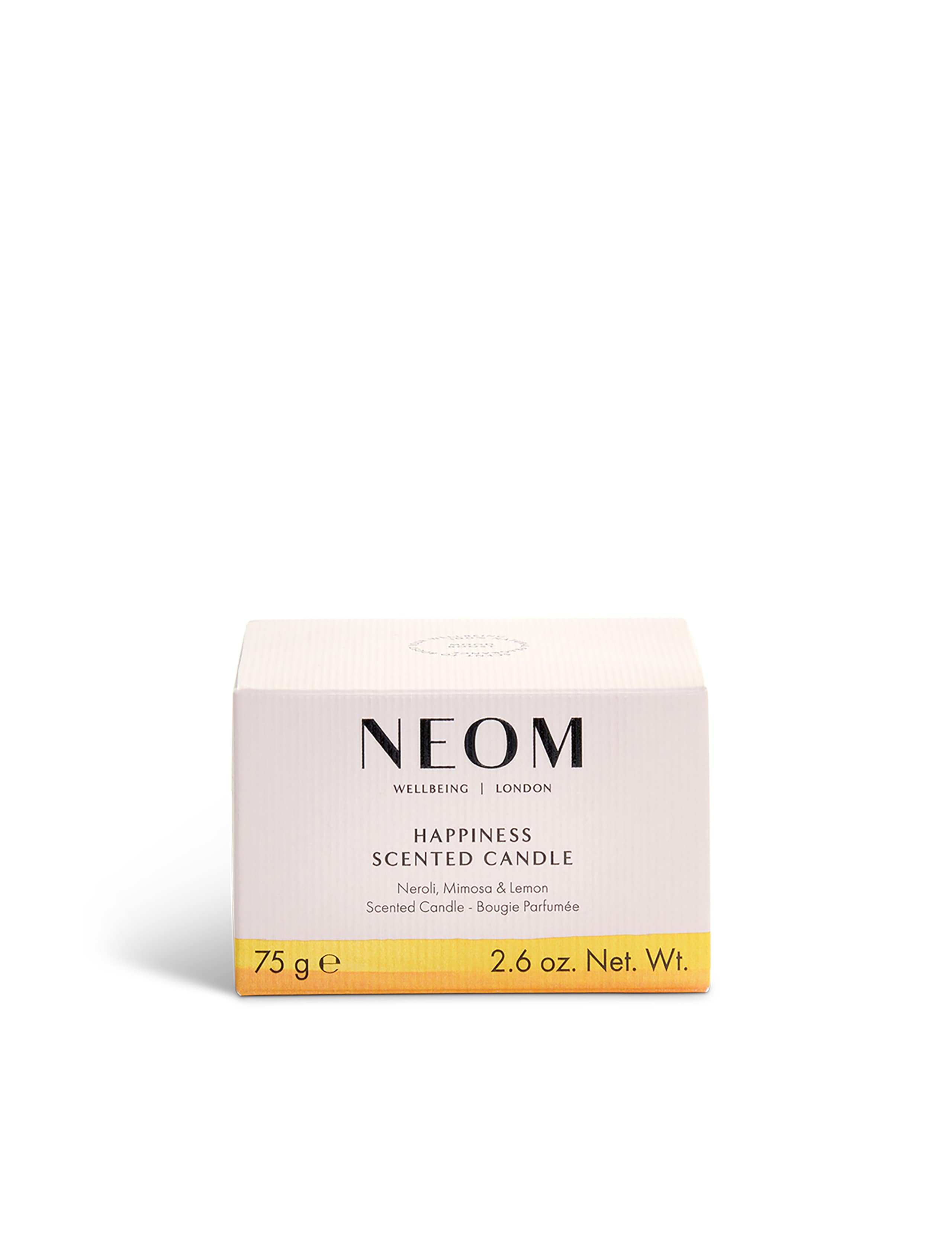NEOM Wellbeing Happiness Travel Candle 75g - British product