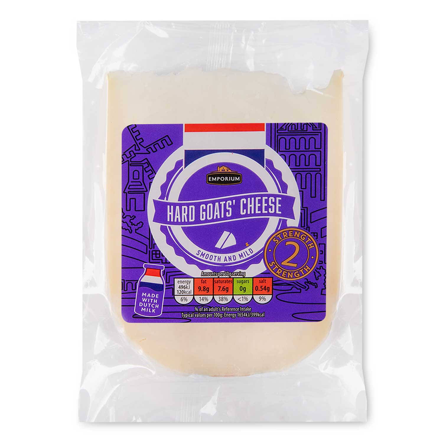 Hard goats' cheese made from goat's milk, UK version