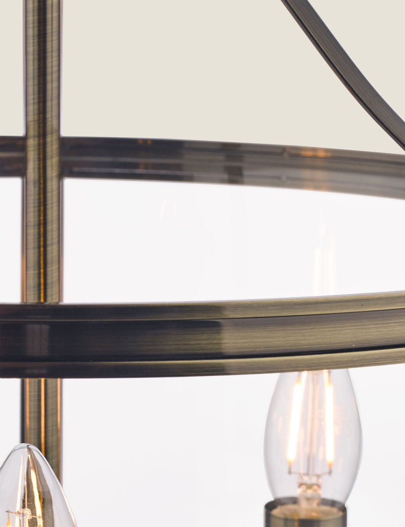 Laura Ashley Harrington 3 light pendant light with antique brass finish (British brand)