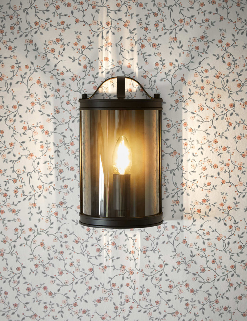 Laura Ashley Harrington metal flush wall light with clear glass, UK version