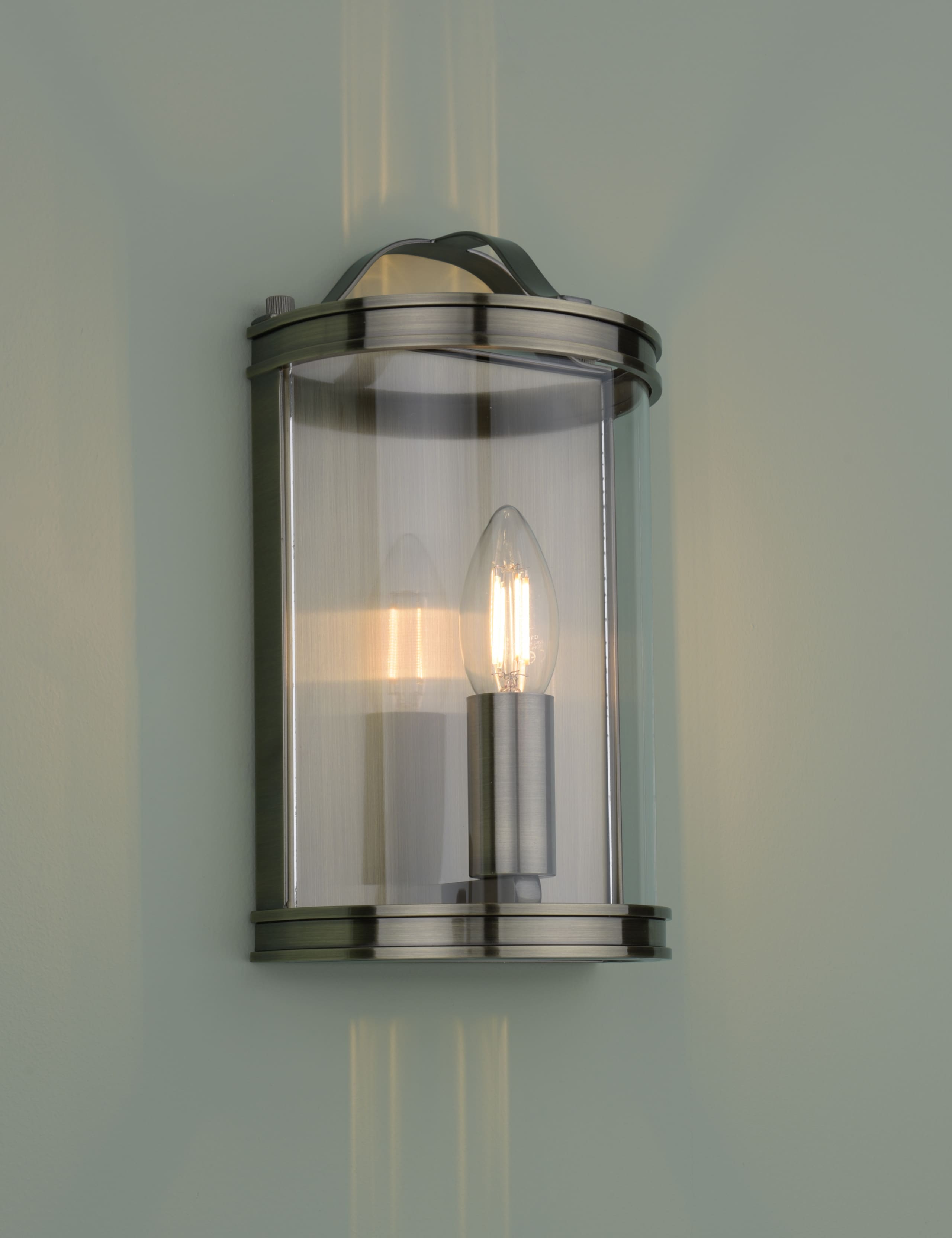 Laura Ashley flush wall light antique brass lantern design, UK version