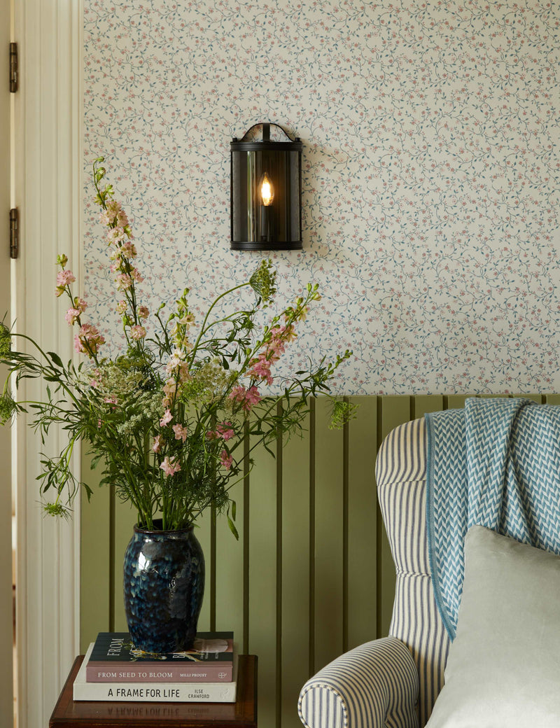 Laura Ashley Harrington metal flush wall light with clear glass, UK version