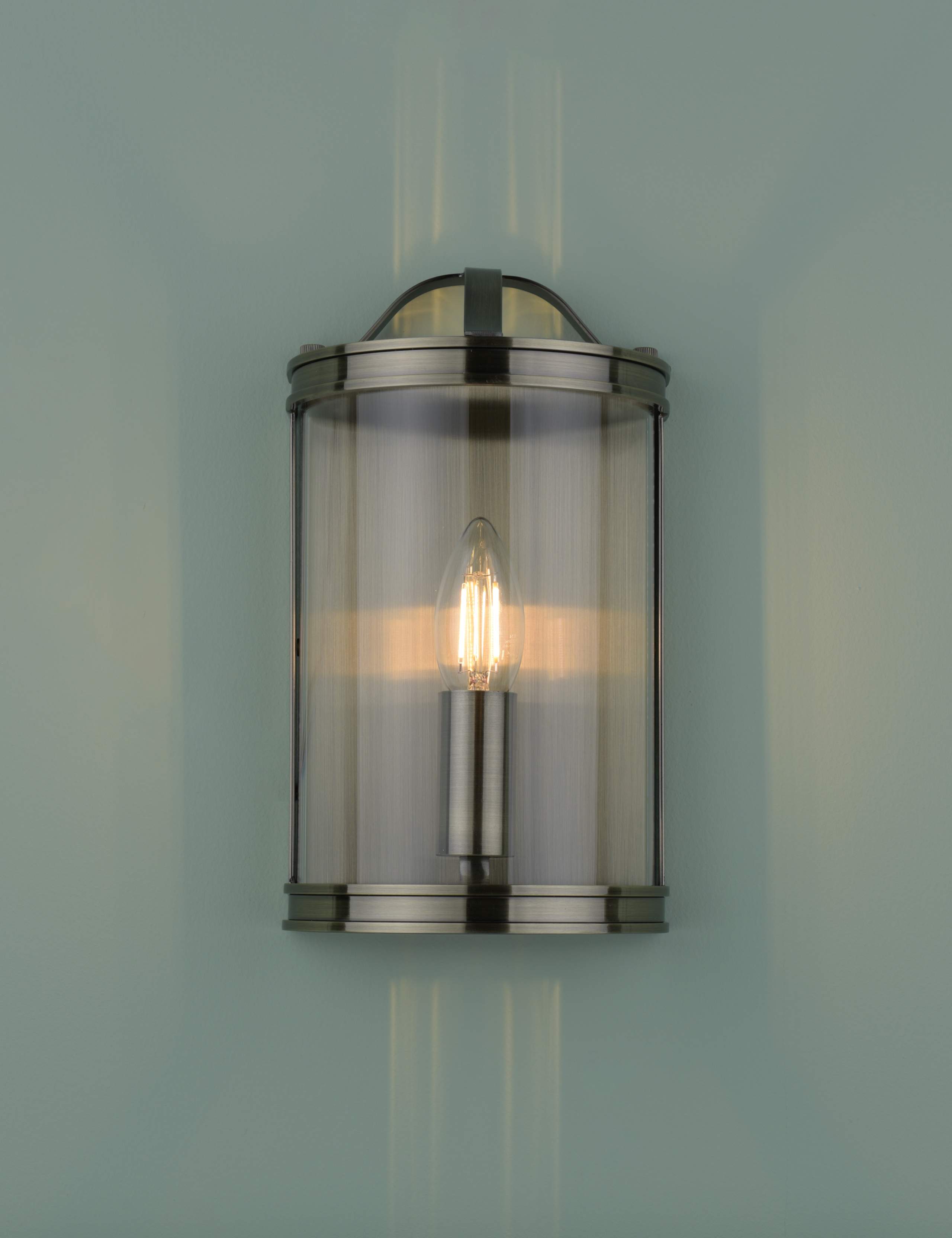 Laura Ashley flush wall light antique brass lantern design, UK version