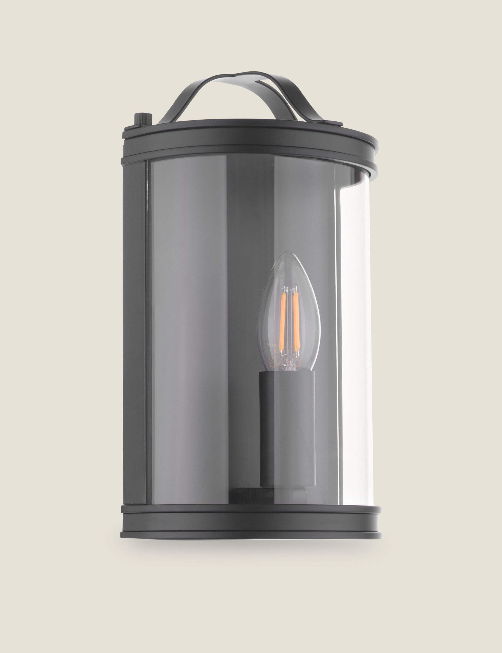 Laura Ashley Harrington metal flush wall light with clear glass, UK version
