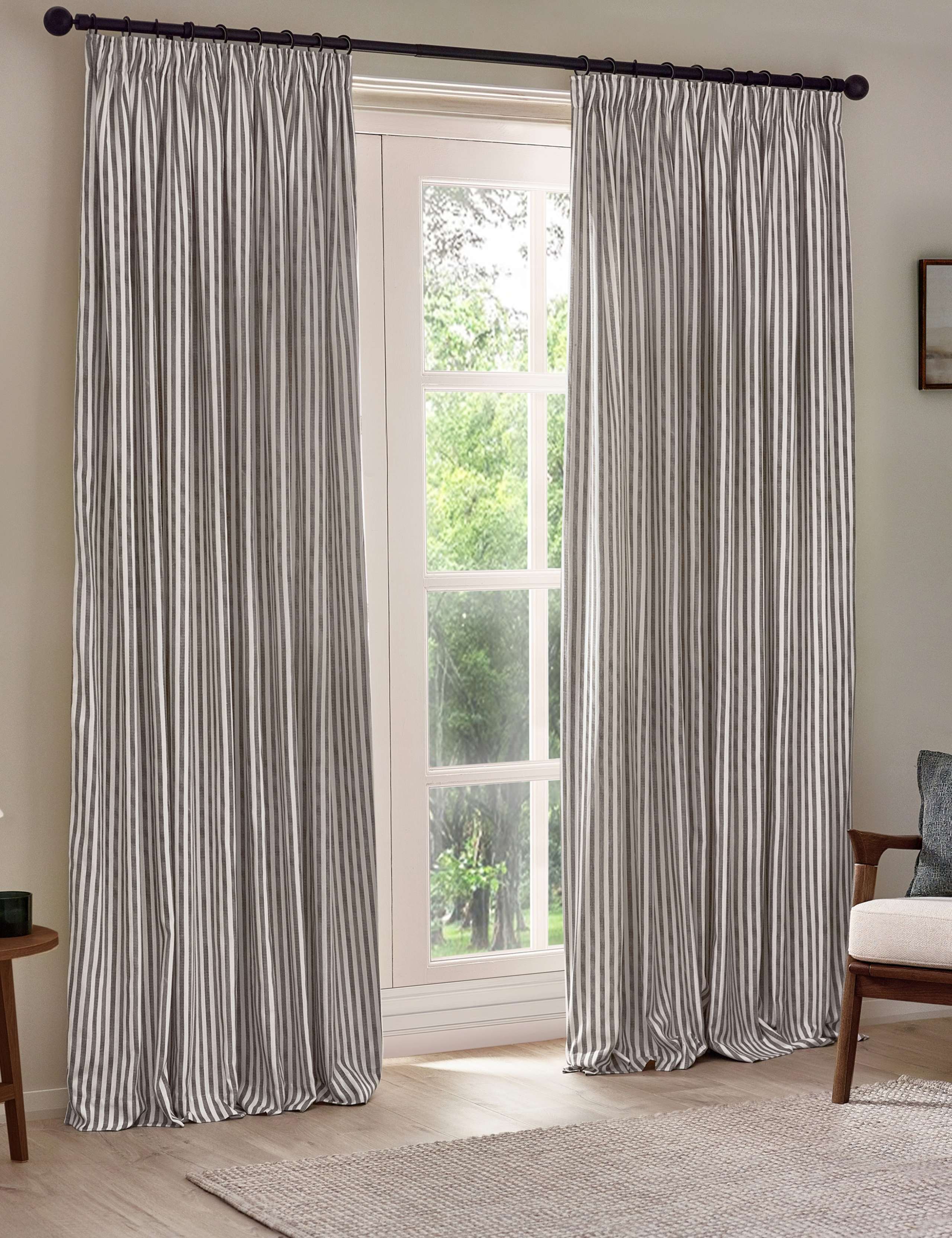 Yard pure cotton striped curtains - British product
