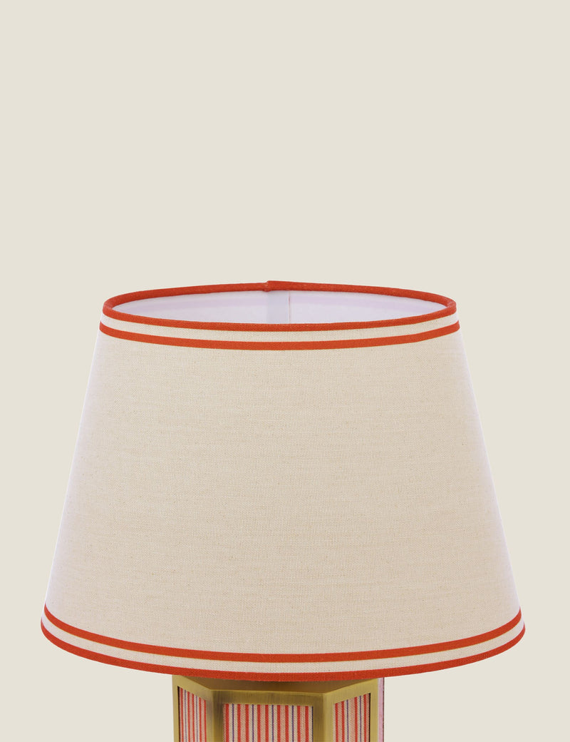 Joules Helmingham table lamp with antique brass and striped fabric (British brand)