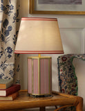 Joules Helmingham table lamp with antique brass and striped fabric (British brand)