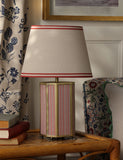 Joules Helmingham table lamp with antique brass and striped fabric (British brand)