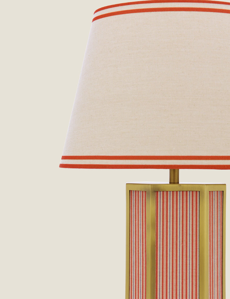 Joules Helmingham table lamp with antique brass and striped fabric (British brand)