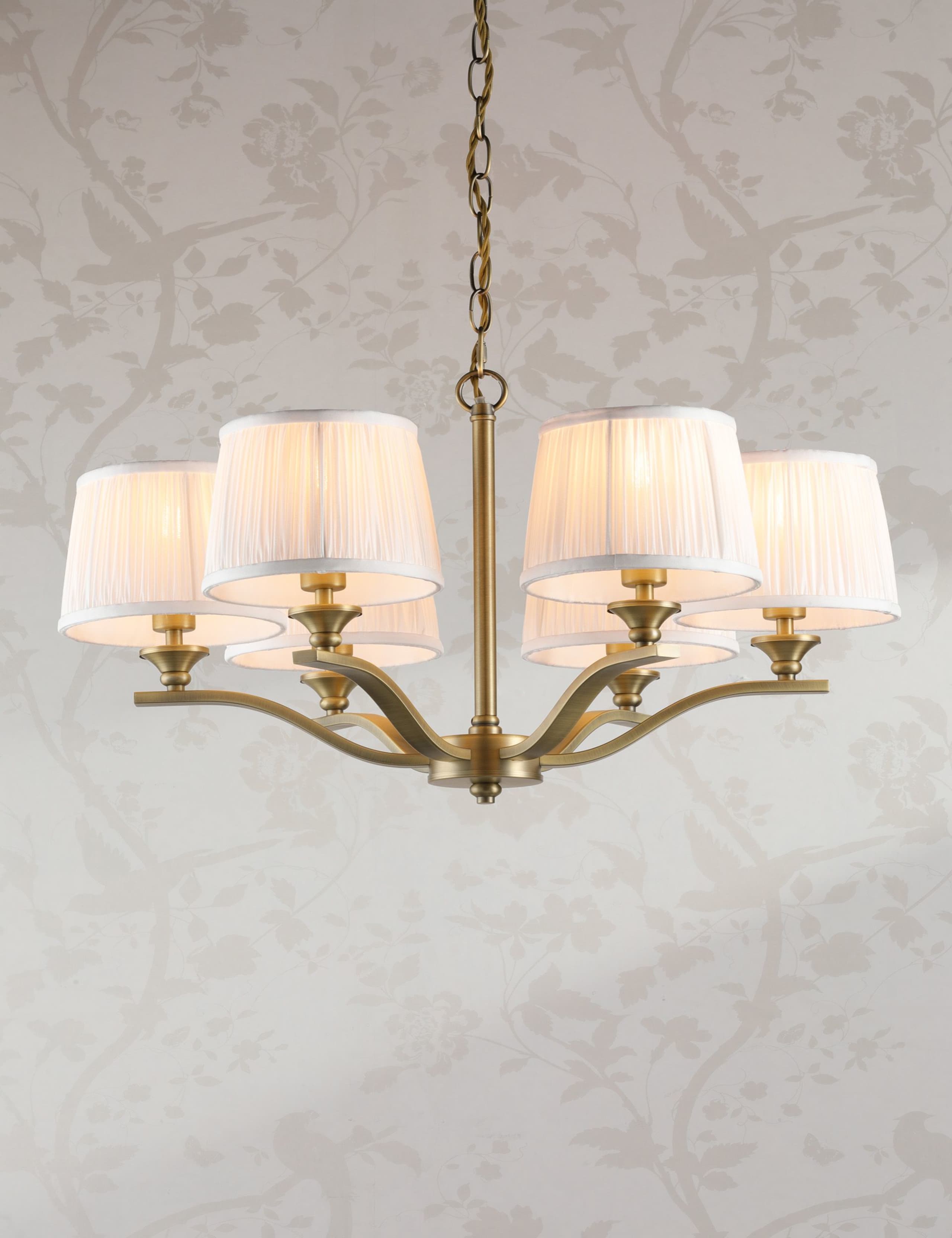 Laura Ashley Hemsley 6-light pleated silk chandelier - (British brand)
