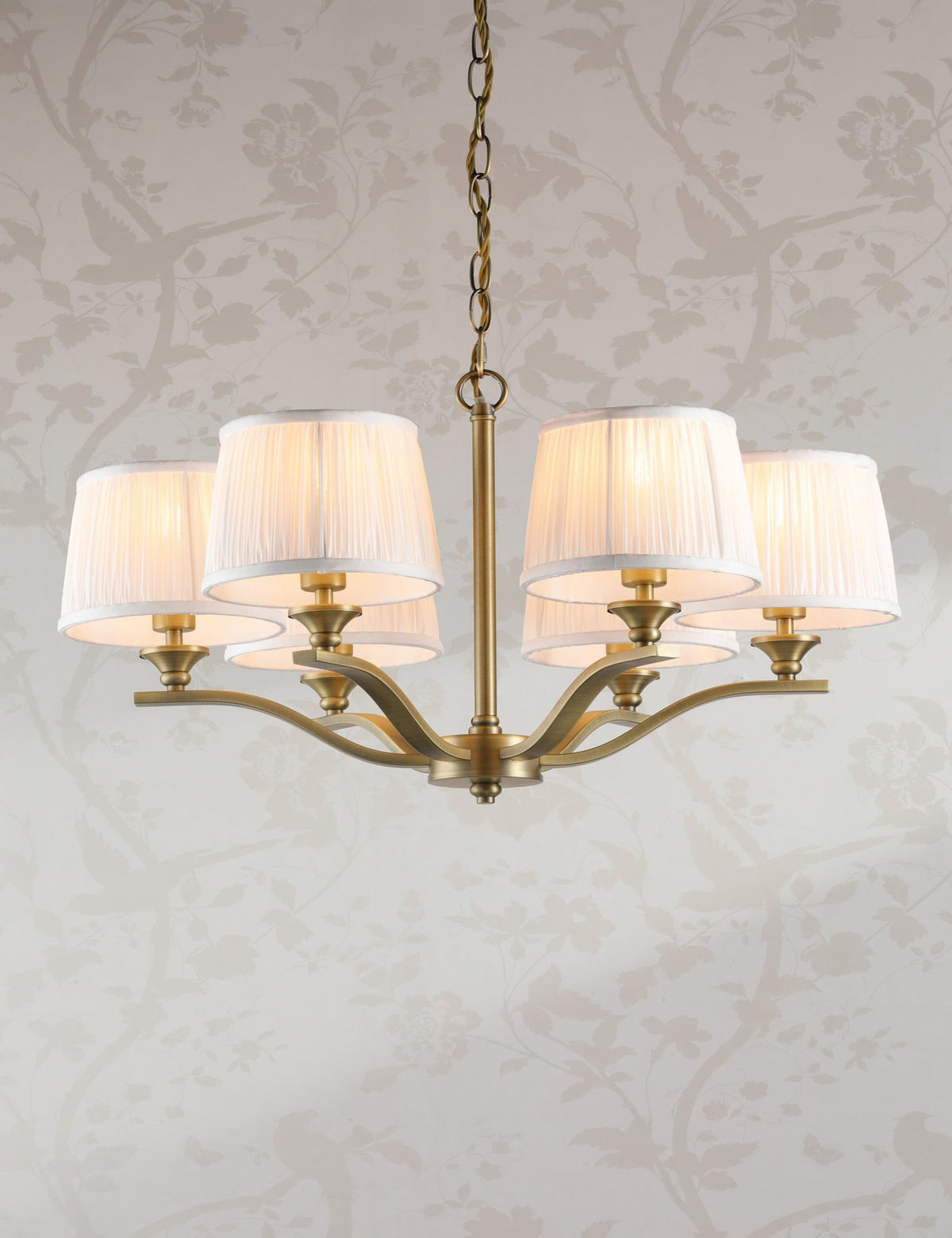 Laura Ashley Hemsley 6-light pleated silk chandelier - (British brand)