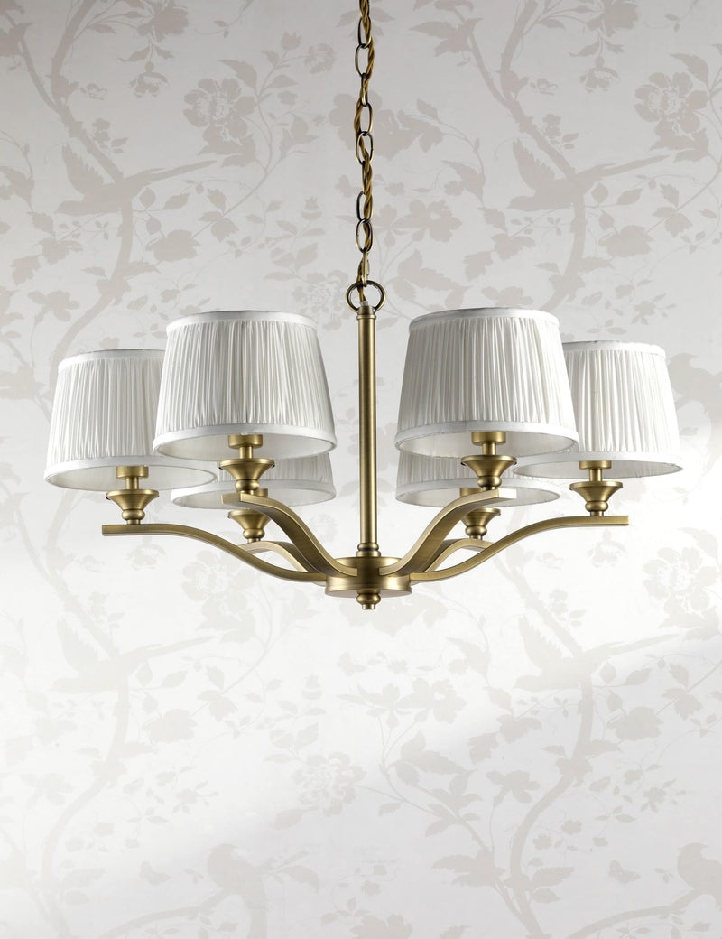 Laura Ashley Hemsley 6-light pleated silk chandelier - (British brand)
