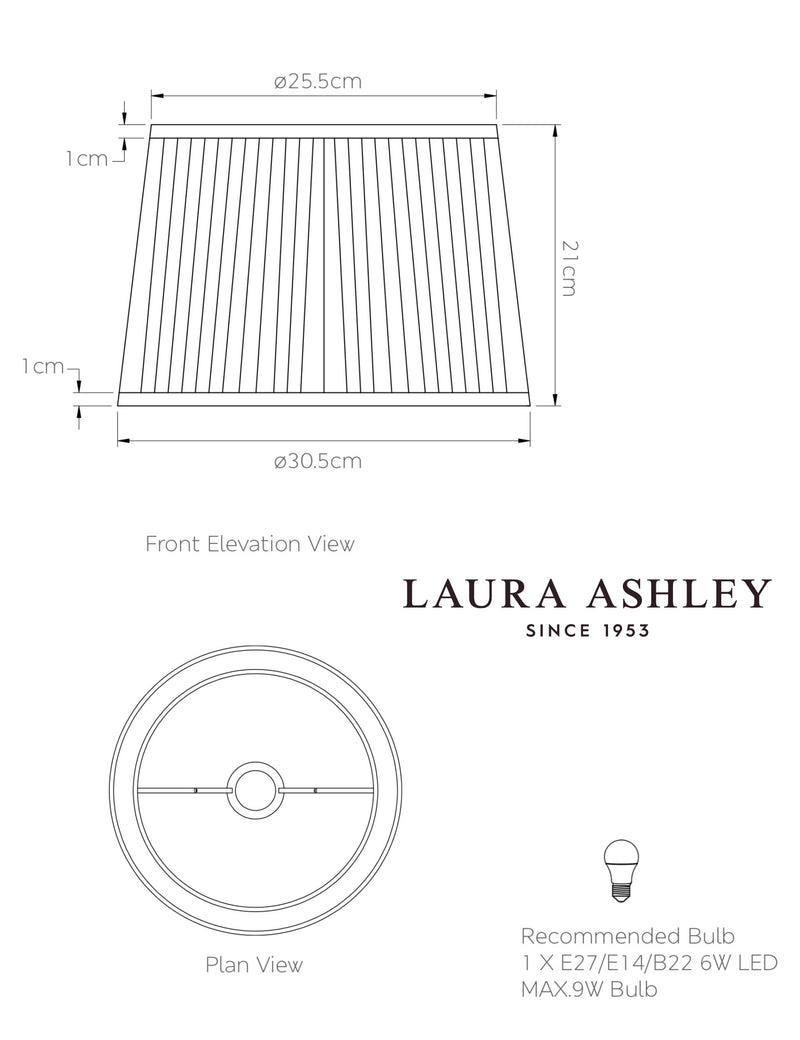 Laura Ashley Hemsley pleated lamp shade (British brand)