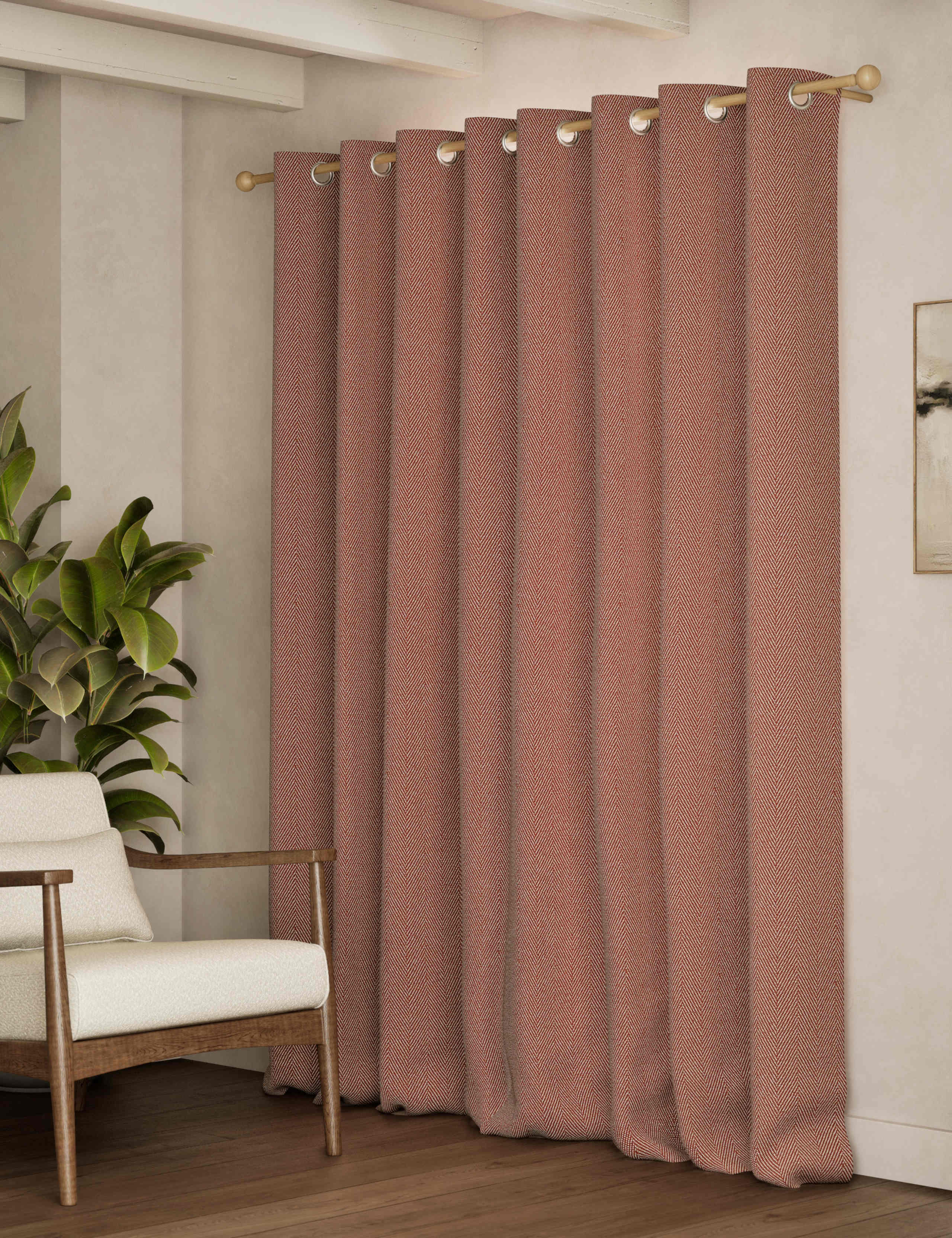 Herringbone eyelet curtains (British brand)