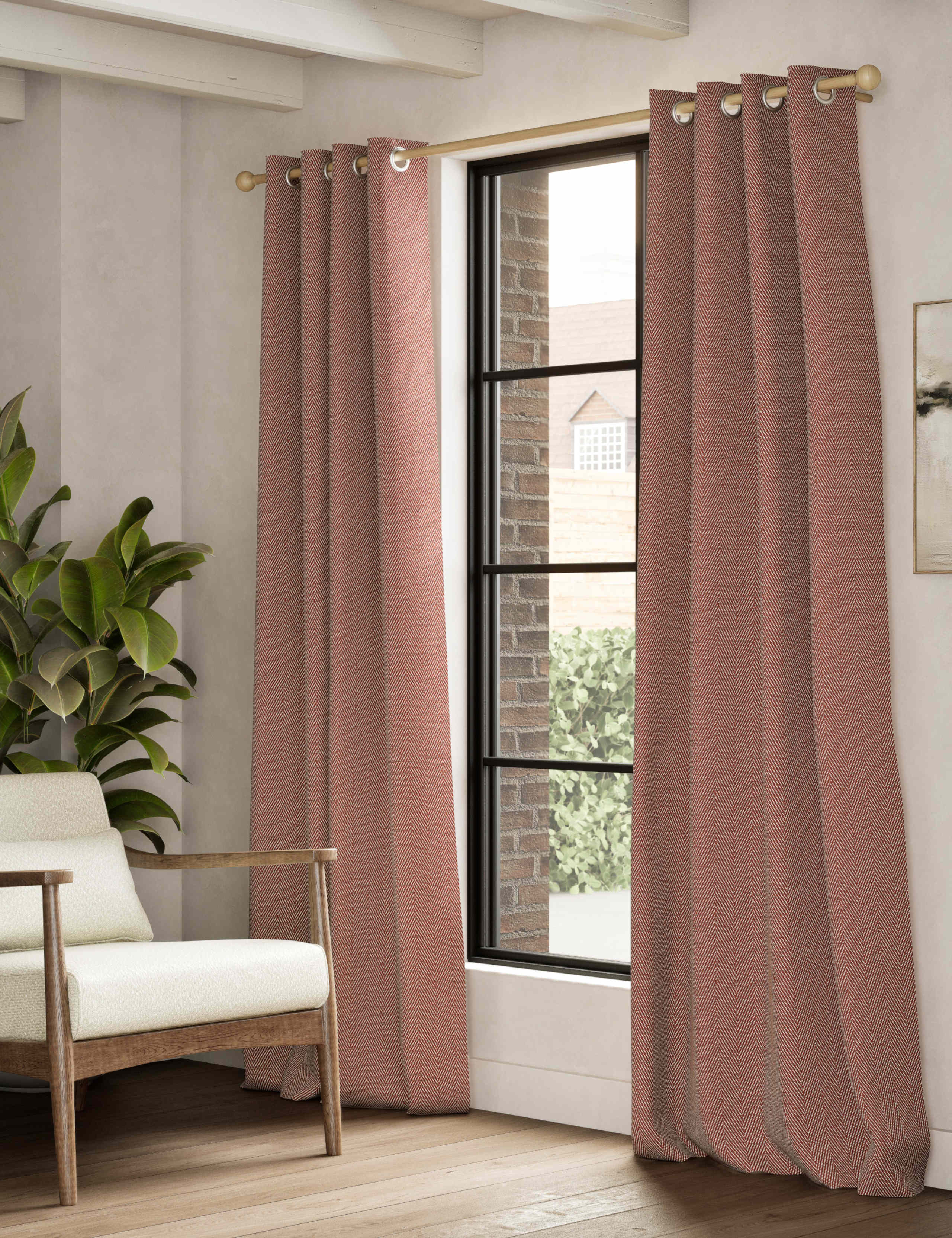 Herringbone eyelet curtains (British brand)