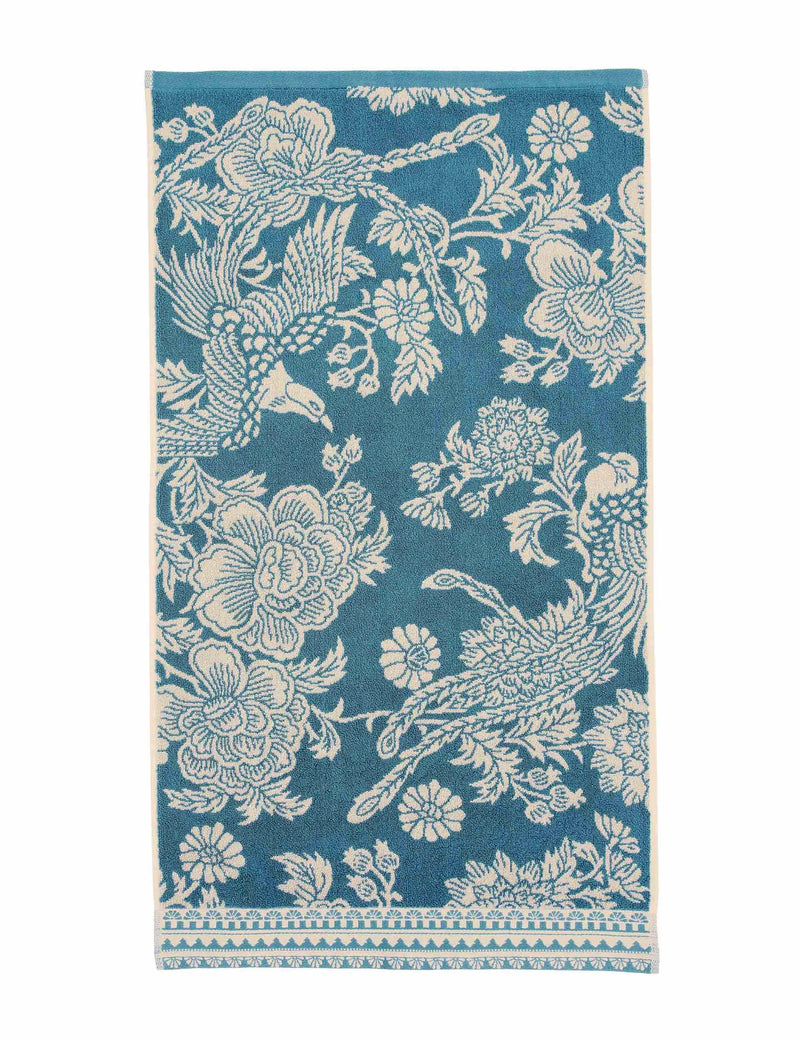 Hidcote birds tapestry towel, 100% cotton, imported from the UK
