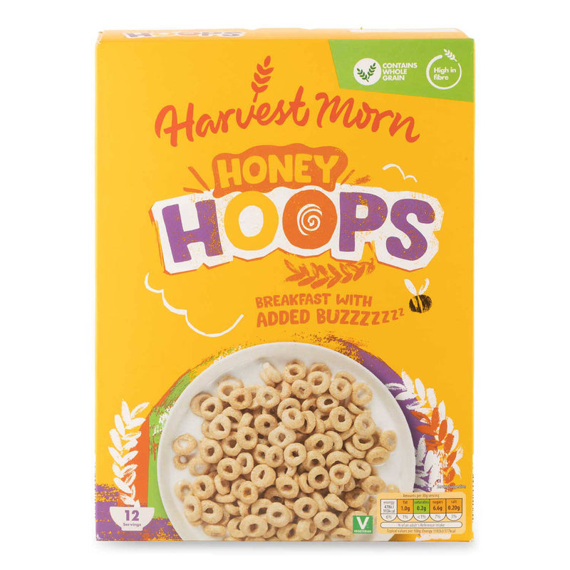 Honey hoops, a sweet breakfast cereal - British product