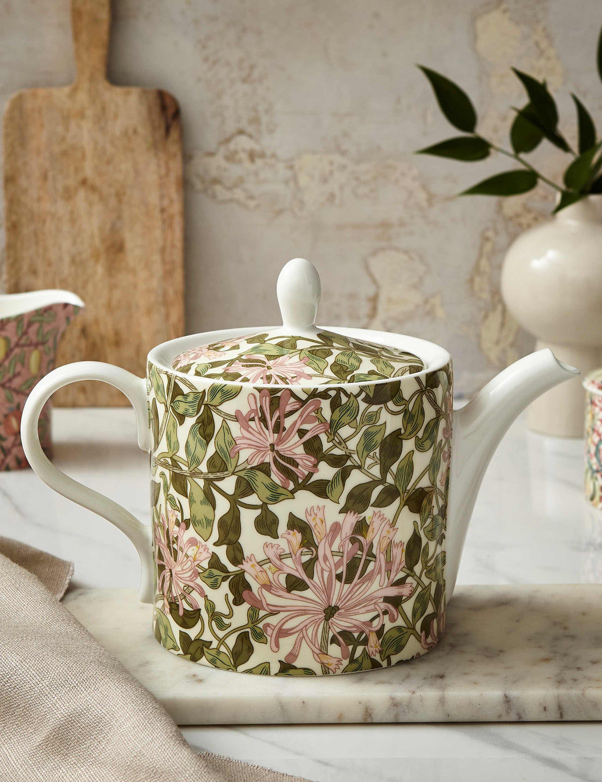 Morris & Co Honeysuckle porcelain teapot, imported from the UK