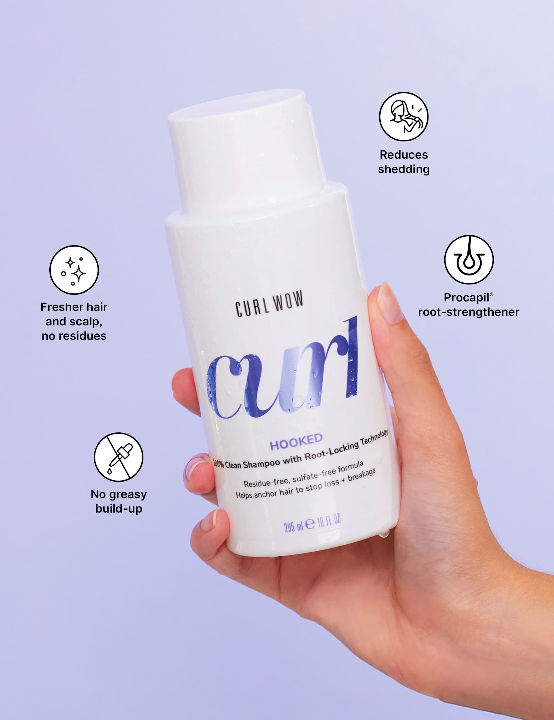 Hooked 100% Clean Shampoo with Root-Locking Technology 295ml, UK version