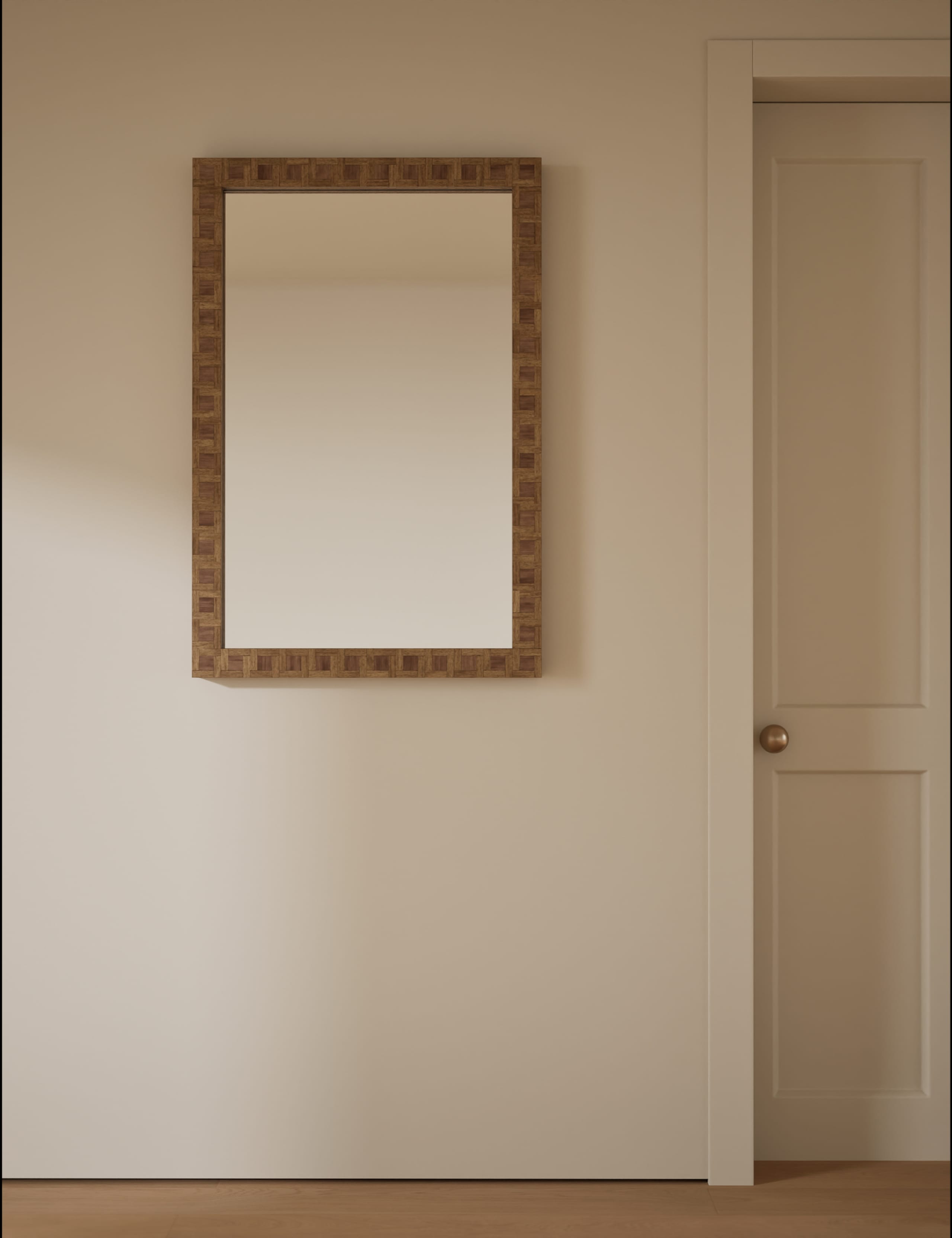 Hugo marquetry wood rectangular wall mirror 90x60cm - British product