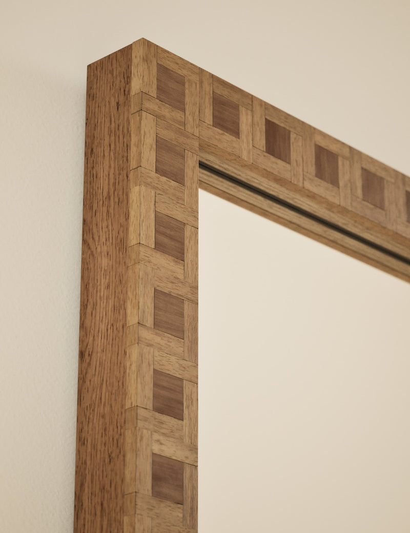 Hugo marquetry wood rectangular wall mirror 90x60cm - British product