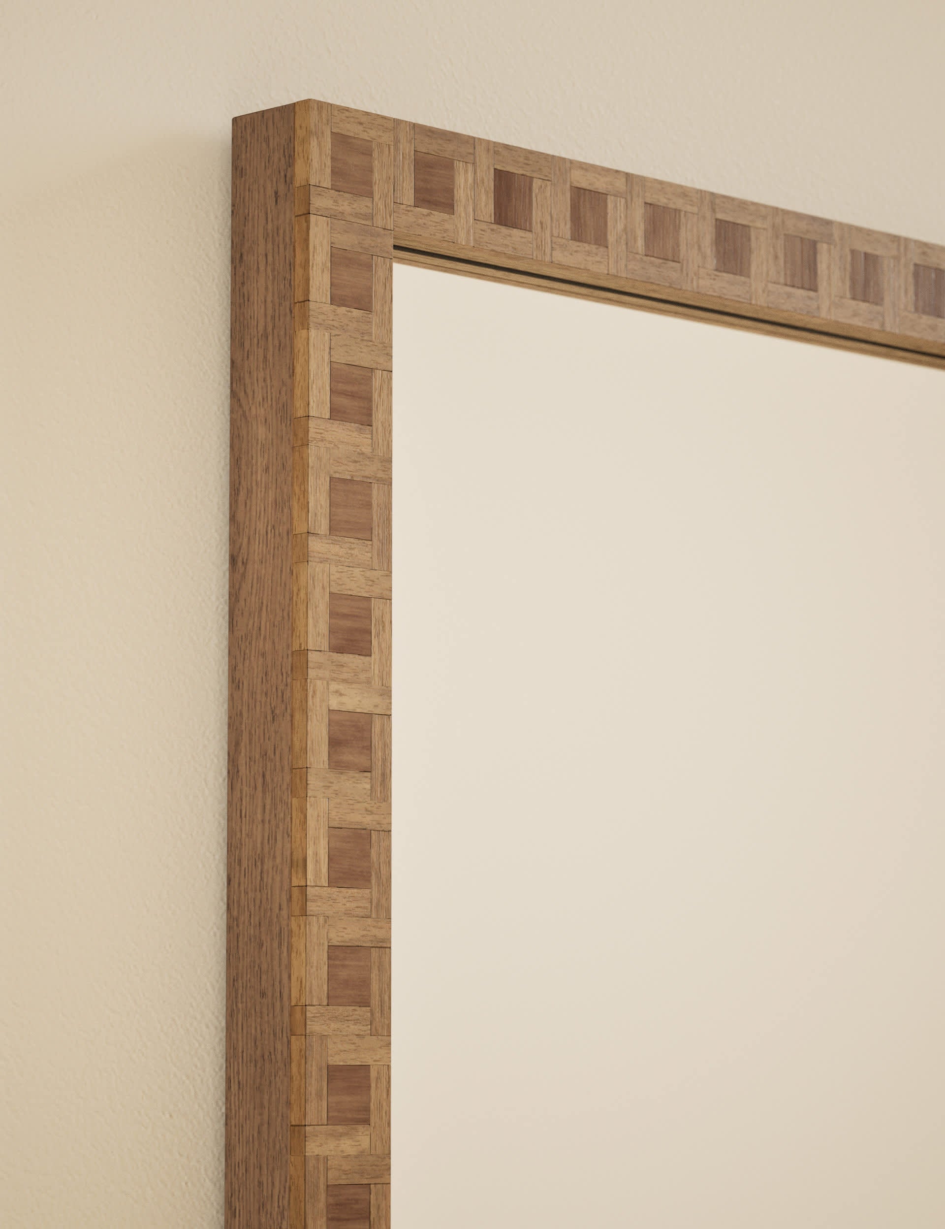 Hugo marquetry wood rectangular wall mirror 90x60cm - British product